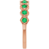 Hexagon stackable birthstone ring with emerald in 14K gold variant--Emerald variant--14K-rose-gold