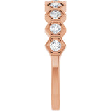 Hexagon stackable birthstone ring with diamond in 14K gold variant--Diamond variant--14K-rose-gold