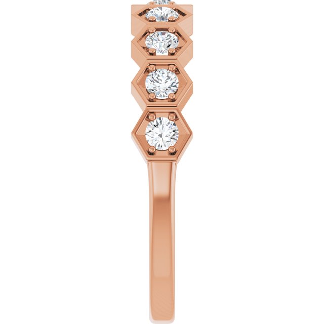 Hexagon stackable birthstone ring with diamond in 14K gold variant--Diamond variant--14K-rose-gold