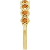 Hexagon stackable ring with tourmaline in 14K yellow gold variant--Citrine variant--14K-yellow-gold