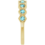 Hexagon stackable ring with lab-grown diamond in 14K rose gold variant--Aquamarine variant--14K-yellow-gold