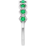 Hexagon stackable birthstone ring with emerald in 14K gold variant--Emerald variant--14K-white-gold
