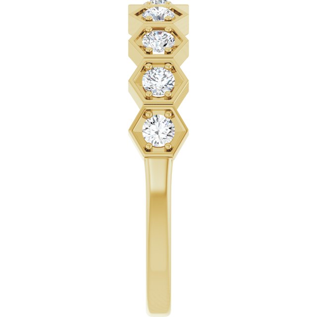 Hexagon stackable ring with lab-grown emerald in 14K yellow gold variant--Diamond variant--14K-yellow-gold
