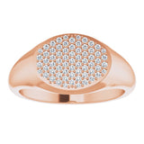 Pavé signet ring in 14K gold, another angle showing light reflection rose gold variant--14K-rose-gold