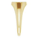 Pavé signet ring in 14K gold, side profile showing sculptural band yellow gold variant--14K-yellow-gold
