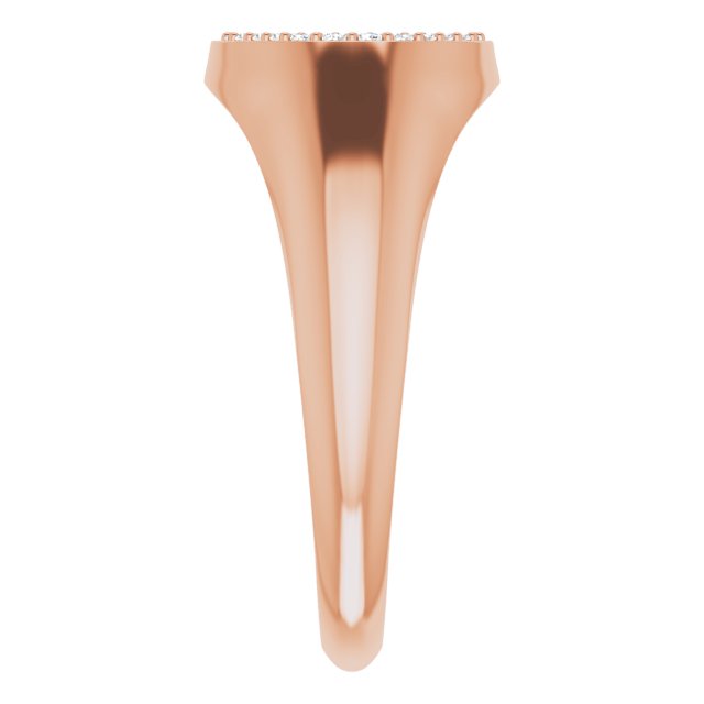 Pavé signet ring in 14K gold, profile view showing dome height rose gold variant--14K-rose-gold
