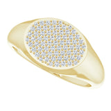 Pavé signet ring in 14K yellow gold with natural diamonds, front view yellow gold variant--14K-yellow-gold