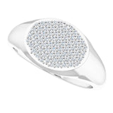 Pavé signet ring in 14K yellow gold, overhead view of diamond dome white gold variant--14K-white-gold