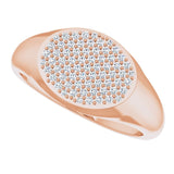 Pavé signet ring in 14K gold, styled on hand showing scale rose gold variant--14K-rose-gold