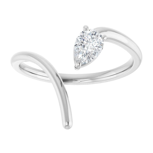 White Gold Pear Shaped Diamond Ring variant--14K-white-gold variant--Diamond-Lab variant--Diamond-Nat