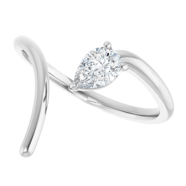 Silver Pear Shaped Diamond Swirl Ring variant--14K-white-gold variant--Diamond-Lab variant--Diamond-Nat