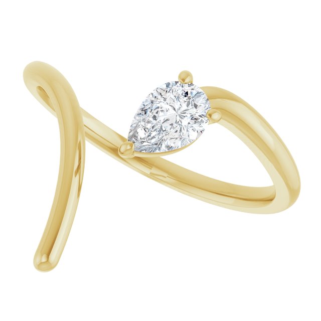 14K yellow gold diamond swirl ring with pear shaped diamond variant--14K-yellow-gold variant--Diamond-Lab variant--Diamond-Nat