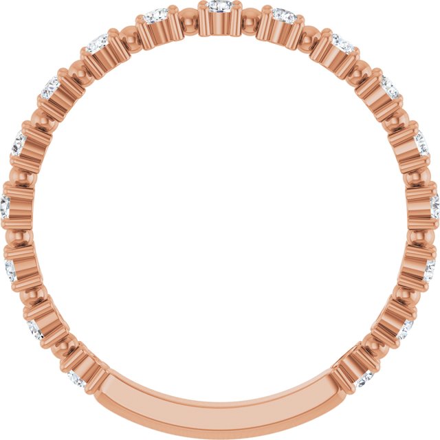 Rose Gold Beaded Diamond Band variant--14K-rose-gold variant--Diamond-Lab variant--Diamond-Nat