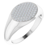 Pavé signet ring in 14K gold, macro view of natural diamond pavé white gold variant--14K-white-gold