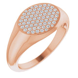 Pavé signet ring in 14K gold, close-up detail of diamond arrangement rose gold variant--14K-rose-gold