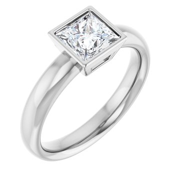 Minimalist bezel engagement ring with wide gold band
