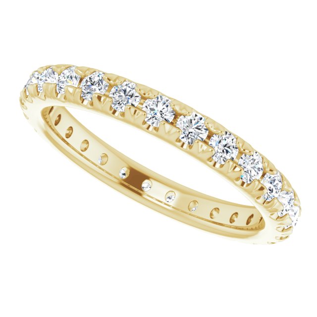 French-set eternity band in yellow gold showing light performance through diamonds variant--14K-yellow-gold variant--Diamond-Nat variant--5.5 variant--6 variant--6.5 variant--7