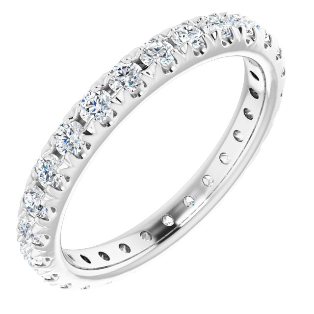 14K White 1CTW French Set Natural Diamond Eternity Band Size 9 variant--14K-rose-gold variant--Diamond-Nat variant--5.5 variant--6 variant--6.5 variant--7