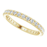 French-set eternity band in rose gold, profile view of setting variant--14K-yellow-gold variant--Diamond-Nat variant--5.5 variant--6 variant--6.5 variant--7