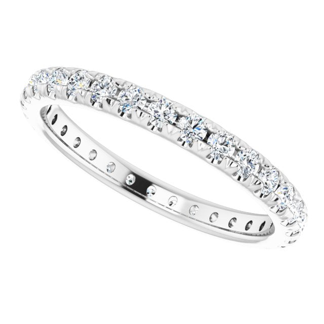 French-set eternity band profile view showing band height and diamond depth variant--14K-white-gold variant--Diamond-Nat variant--5
