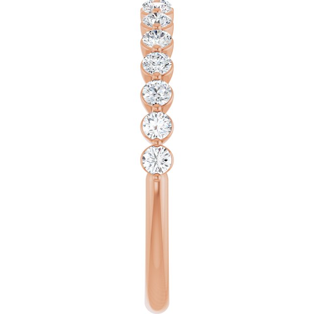 Rose gold minimalist diamond band, styled on hand variant--14K-rose-gold variant--Diamond-Lab variant--Diamond-Nat