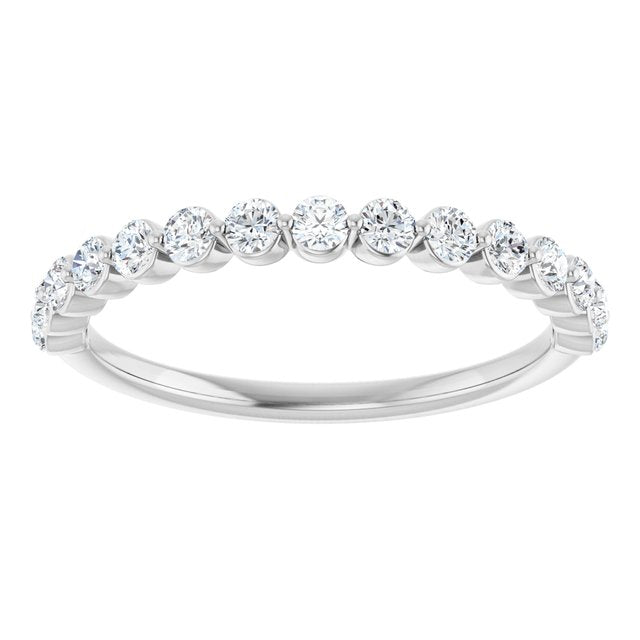 White gold minimalist diamond band, angled view variant--14K-white-gold variant--Diamond-Lab variant--Diamond-Nat variant--Platinum