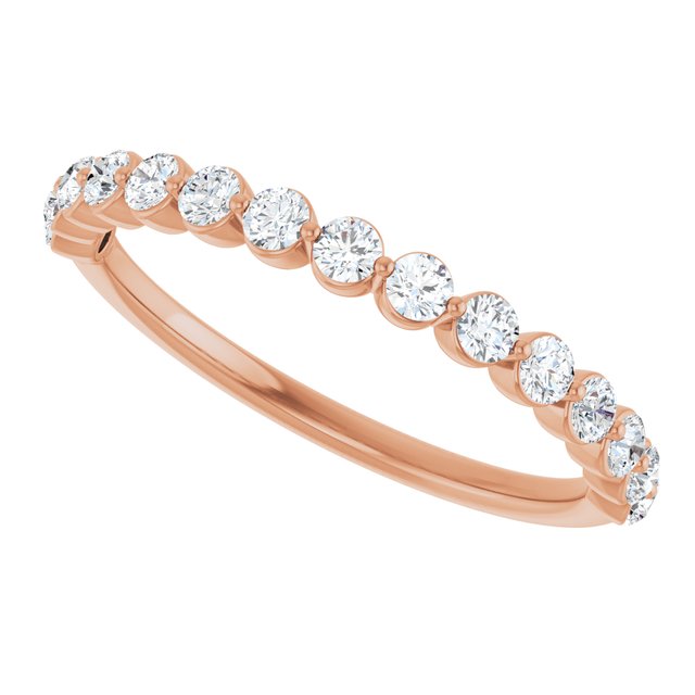 Rose gold minimalist diamond band showing diamond line variant--14K-rose-gold variant--Diamond-Lab variant--Diamond-Nat