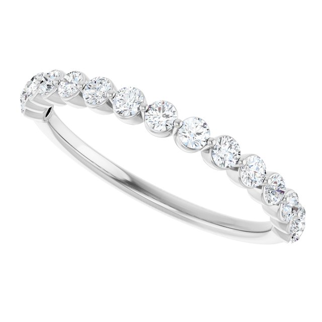 White gold minimalist diamond band showing diamond line variant--14K-white-gold variant--Diamond-Lab variant--Diamond-Nat variant--Platinum