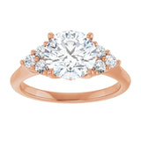 14K rose gold 2CT Round Diamond Cluster Accent Stone Engagement Ring Setting variant--Pear variant--3CT variant--14K-rose-gold