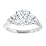 14K white gold 2CT Round Diamond Cluster Accent Stone Engagement Ring Setting variant--Pear variant--3CT variant--14K-white-gold