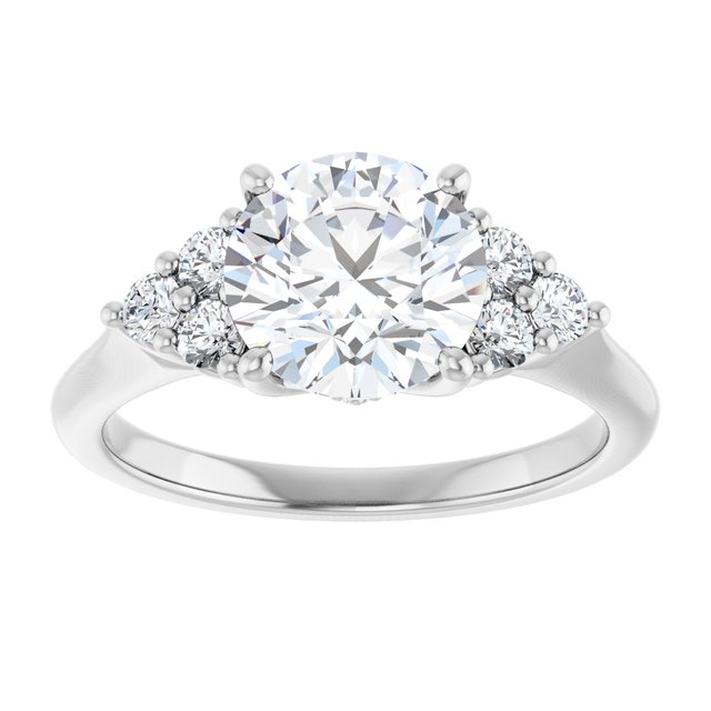 14K white gold 2CT Round Diamond Cluster Accent Stone Engagement Ring Setting variant--Pear variant--3CT variant--14K-white-gold