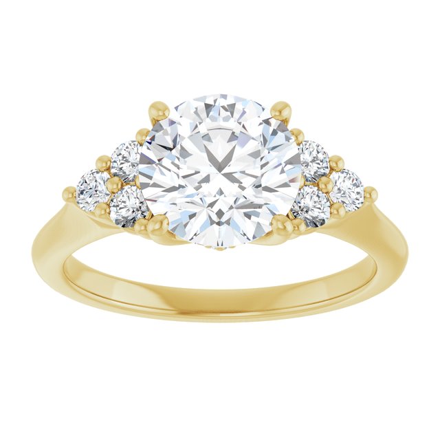 14K yellow gold 2CT Round Diamond Cluster Accent Stone Engagement Ring Setting variant--Pear variant--3CT variant--14K-yellow-gold