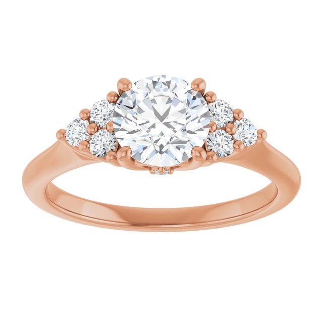 14K rose gold 1CT Round Diamond Cluster Accent Stone Engagement Ring Setting variant--Pear variant--2CT variant--14K-rose-gold