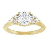 14K yellow gold 1CT Round Diamond Cluster Accent Stone Engagement Ring Setting variant--Pear variant--2CT variant--14K-yellow-gold