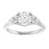 14K white gold 1CT Round Diamond Cluster Accent Stone Engagement Ring Setting variant--Pear variant--2CT variant--14K-white-gold