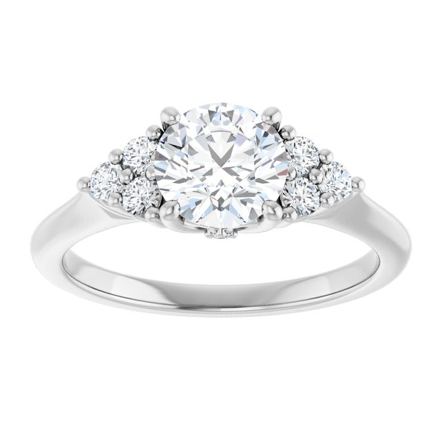 14K white gold 1CT Round Diamond Cluster Accent Stone Engagement Ring Setting variant--Pear variant--2CT variant--14K-white-gold