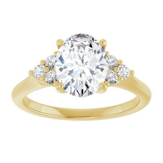 14K yellow gold 2CT Oval Diamond Cluster Accent Stone Engagement Ring Setting variant--Square variant--1CT variant--14K-yellow-gold