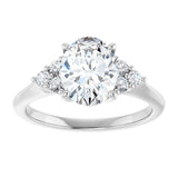 14K white gold 2CT Oval Diamond Cluster Accent Stone Engagement Ring Setting variant--Square variant--1CT variant--14K-white-gold