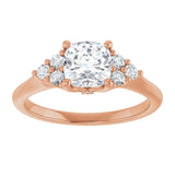 14K rose gold 1CT Cushion Diamond Cluster Accent Stone Engagement Ring Setting variant--Cushion variant--3CT variant--14K-rose-gold