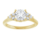 14K yellow gold 1CT Cushion Diamond Cluster Accent Stone Engagement Ring Setting variant--Cushion variant--3CT variant--14K-yellow-gold