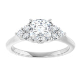 14K white gold 1CT Cushion Diamond Cluster Accent Stone Engagement Ring Setting variant--Cushion variant--3CT variant--14K-white-gold