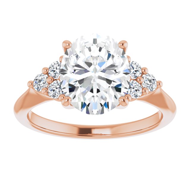 14K rose gold 3CT Oval Diamond Cluster Accent Stone Engagement Ring Setting variant--Square variant--2CT variant--14K-rose-gold