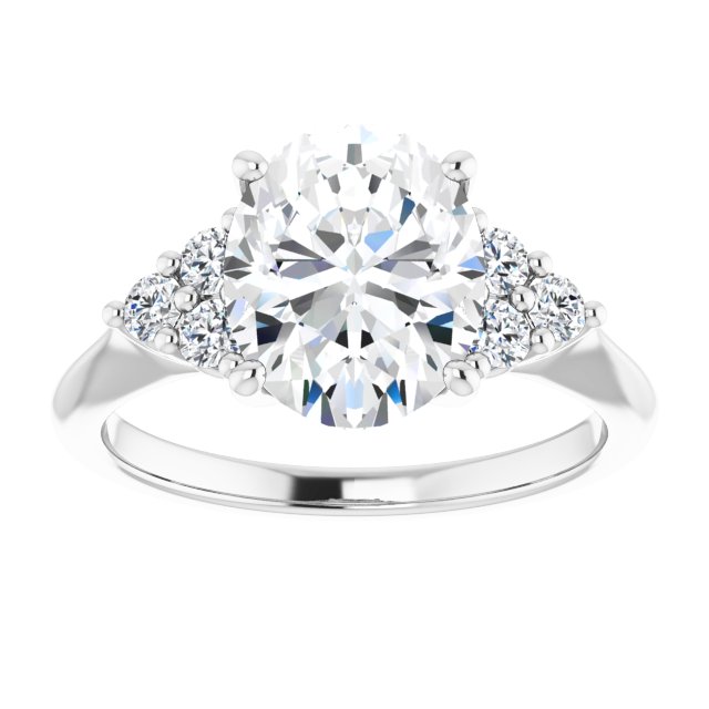 14K white gold 3CT Oval Diamond Cluster Accent Stone Engagement Ring Setting variant--Square variant--2CT variant--14K-white-gold