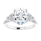 14K white gold 3 CT Oval Diamond Cluster Accent Stone Engagement Ring Setting