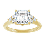 14K yellow gold 2CT Asscher Diamond Cluster Accent Stone Engagement Ring Setting variant--Asscher variant--4CT variant--14K-yellow-gold