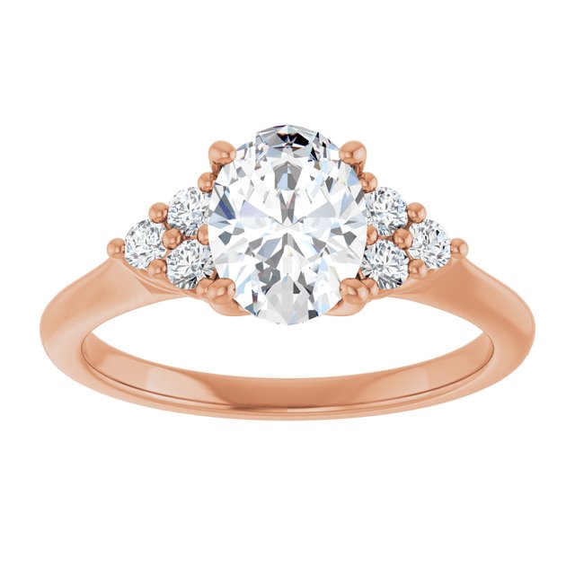 14K rose gold 1CT Oval Diamond Cluster Accent Stone Engagement Ring Setting variant--Oval variant--3CT variant--14K-rose-gold