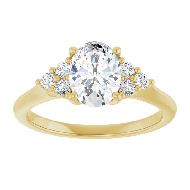 14K yellow gold 1CT Oval Diamond Cluster Accent Stone Engagement Ring Setting variant--Oval variant--3CT variant--14K-yellow-gold