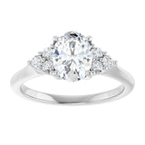 14K white gold 1CT Oval Diamond Cluster Accent Stone Engagement Ring Setting variant--Oval variant--3CT variant--14K-white-gold