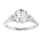 14K white gold 1 CT Oval Diamond Cluster Accent Stone Engagement Ring Setting