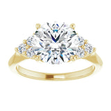 14K yellow gold 3CT Round Diamond Cluster Accent Stone Engagement Ring Setting variant--Round variant--1CT variant--14K-yellow-gold